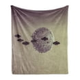 thumbnail image 1 of Galaxy Soft Flannel Fleece Throw Blanket, Small Planet Under Ufo Death Star Fictional Outer Space Themed Pattern, Cozy Plush for Indoor and Outdoor Use, 50" x 70", Brown Grey, by Ambesonne, 1 of 6