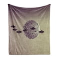 thumbnail image 1 of Galaxy Soft Flannel Fleece Throw Blanket, Small Planet Under Ufo Death Star Fictional Outer Space Themed Pattern, Cozy Plush for Indoor and Outdoor Use, 50" x 60", Brown Grey, by Ambesonne, 1 of 6