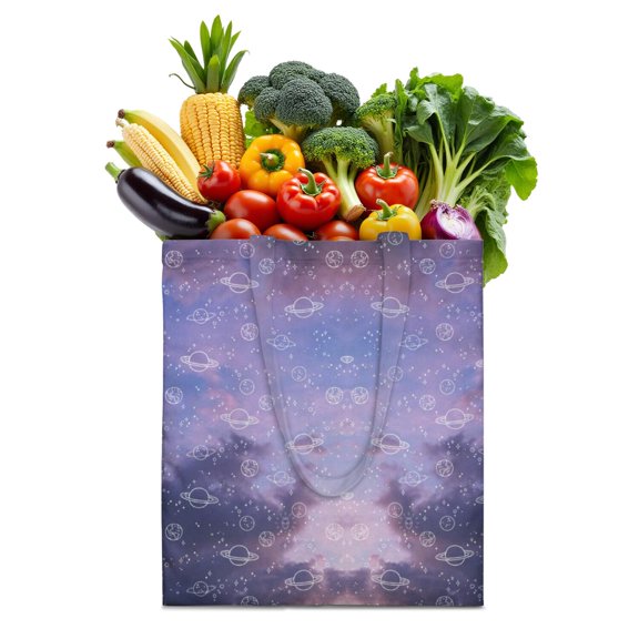 Galaxy Space Aesthetic Canvas Tote Bag – Reusable Celestial Shopping Bag with Astronaut, Stars & Planets Design for Sci-Fi Lovers, Geeks & Everyday Use