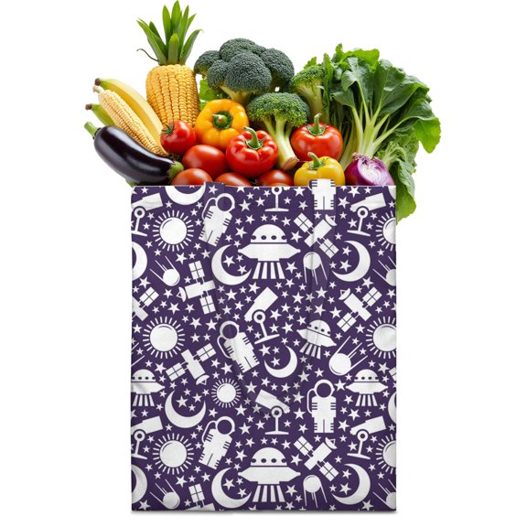 Galaxy Space Aesthetic Canvas Tote Bag – Reusable Celestial Shopping Bag with Astronaut, Stars & Planets Design for Sci-Fi Lovers, Geeks & Everyday Use