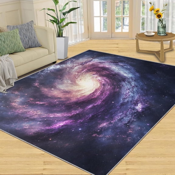 Galaxy Space Area Rug, Milky Way Cosmic Pattern Carpet, Washable Non-Slip Soft Low Pile Floor Mat for Living Room Bedroom 2x3ft(Small)