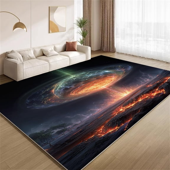 Galaxy Space Area Rugs, 3D Universe Sci-Fi Carpet, Washable Non Slip Low Pile Soft Rug for Living Room Bedroom Decor Mat 2x3ft