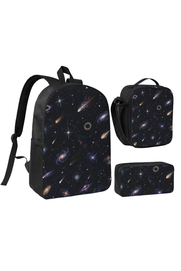 Galaxy Space Backpack Set 3pc Including Backpack, Lunch Bag and Pen Bag Combination