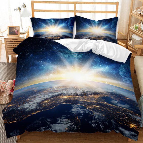 Galaxy Space Bedding Duvet Cover Set Galaxy Planet Printed Comforter Cover Universe Bedding Set Sol