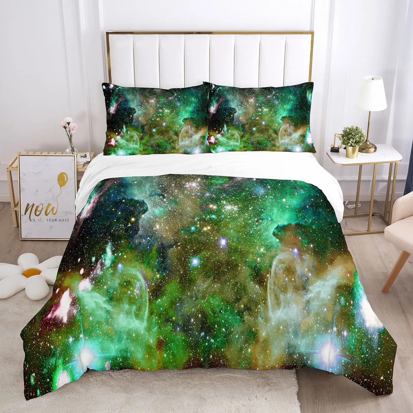 Galaxy Space Bedding Set 3D Universe Duvet Cover Psychedelic Quilt