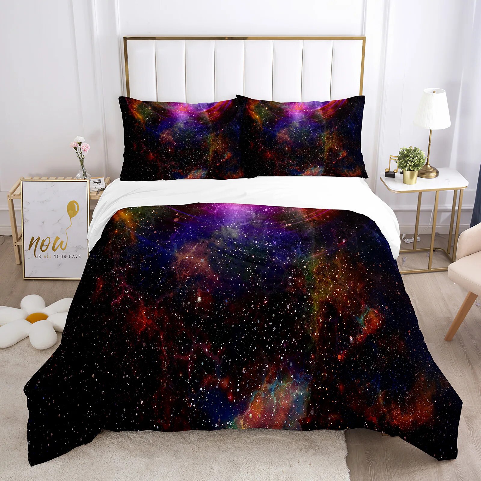 Galaxy Space Bedding Set 3D Universe Duvet Cover Psychedelic Quilt