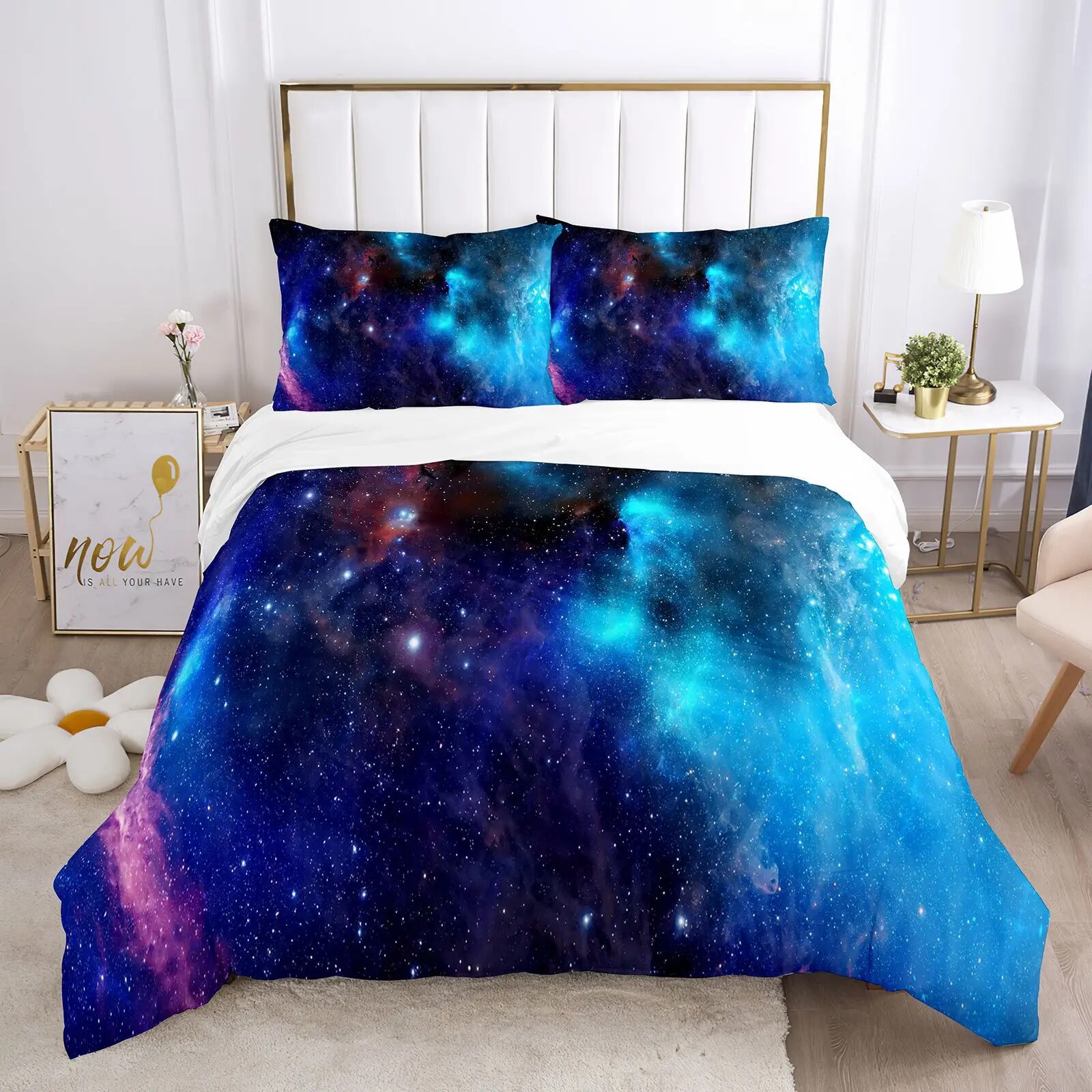 Galaxy Space Bedding Set 3D Universe Duvet Cover Psychedelic Quilt