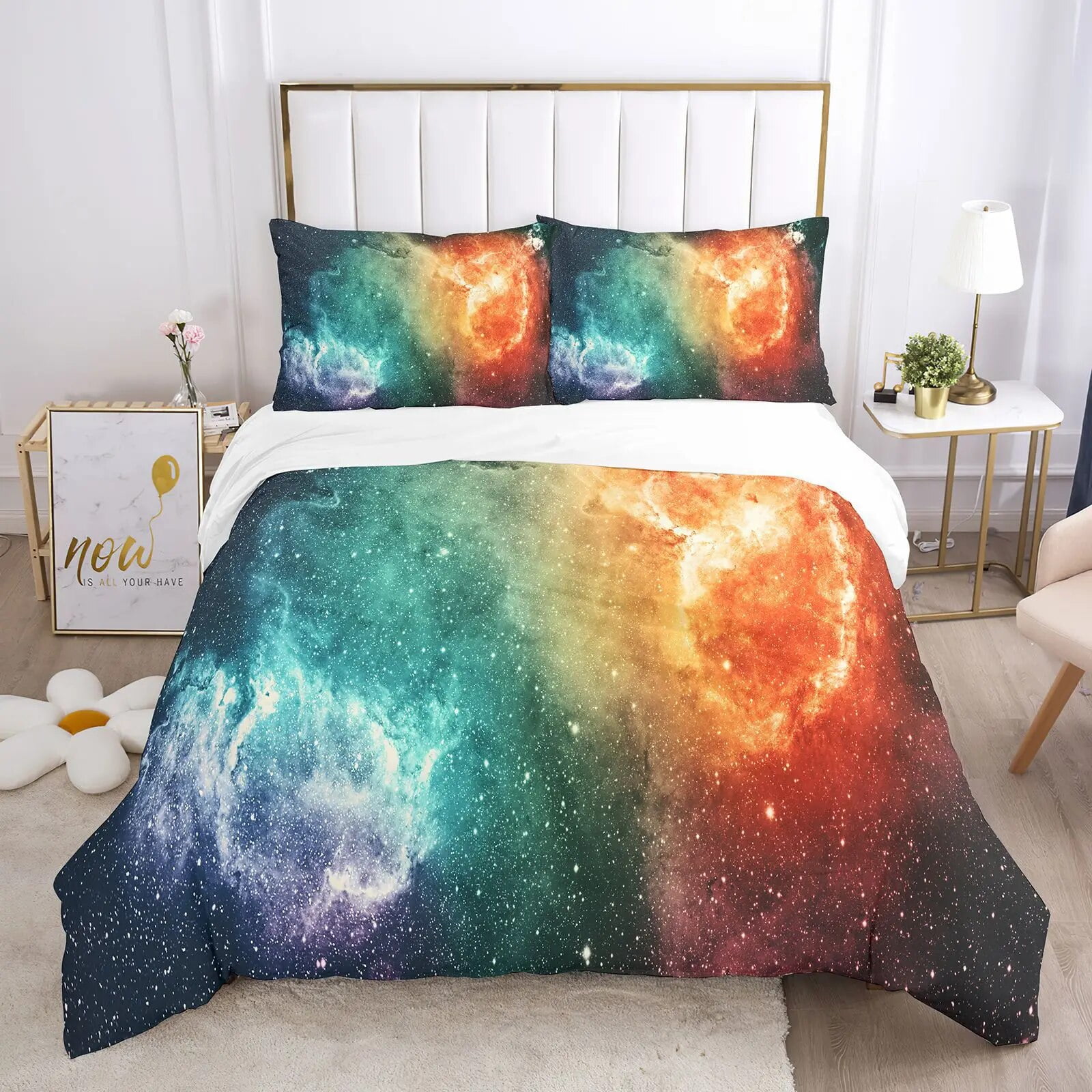 Galaxy Space Bedding Set 3D Universe Duvet Cover Psychedelic Quilt