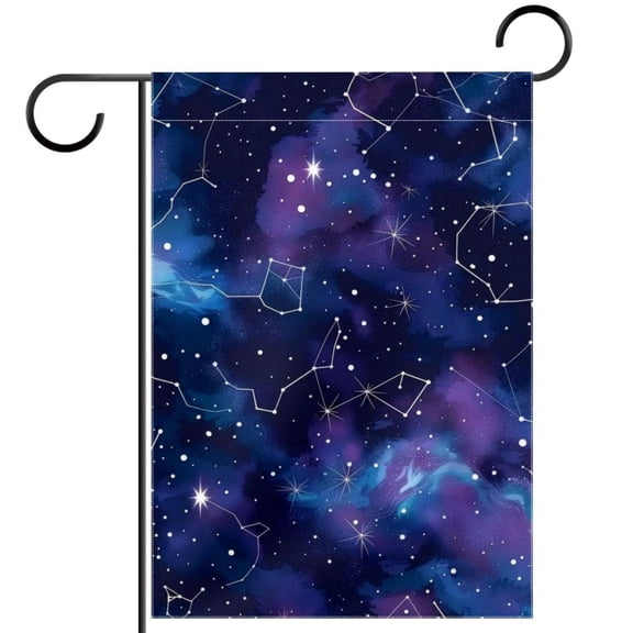 Galaxy Space Constellation Seamless Pattern Double Sided Garden Flag Decorative Weather Resistant Yard Flag, Large DIY Vertical Flag for Farmhouse Patio Lawn, 28x40 Inch