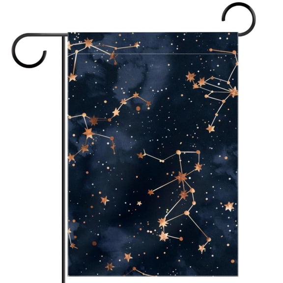 Galaxy Space Constellations Seamless Pattern Garden Flag Double Sided House Flag for Outdoor Home, Personalized All Year Round Yard Decor 12 x 18 Inch
