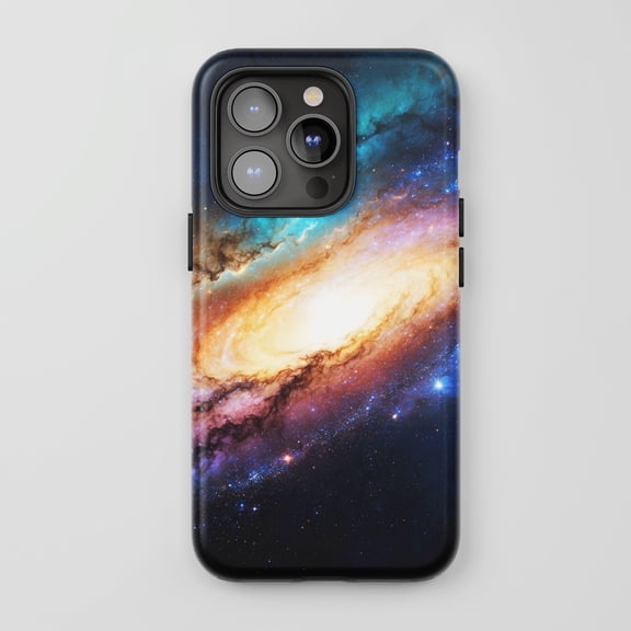 Tough 2 Layer Shockproof Protective Case Compatible with iPhone 17, Galaxy Space Cosmic Theme Abstract Design