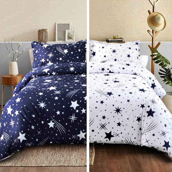Galaxy Space Duvet Cover Set Twin - Stars Bedding Set ,with Pillowcase For Bedroom Home Decor,3 PCS,Twin