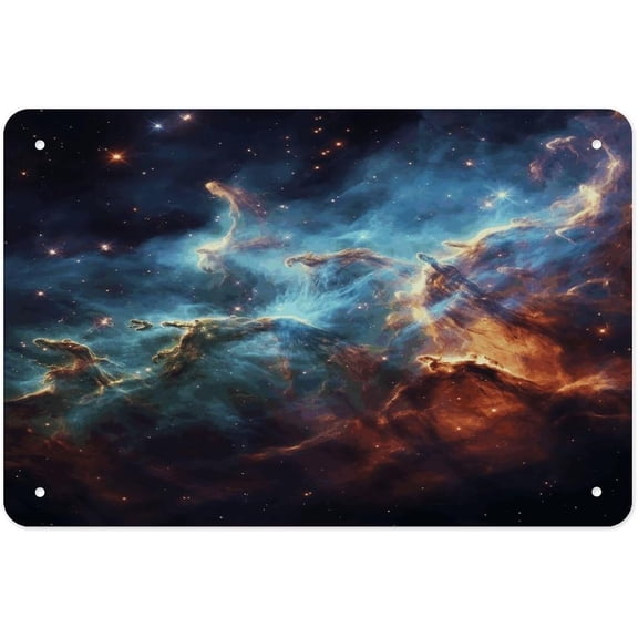 Galaxy Space Metal Tin Sign, Rustic Iron Wall Art Poster, 8 x 12 Inch Hanging Plaque for Home Kitchen Bathroom Garden Garage Decor