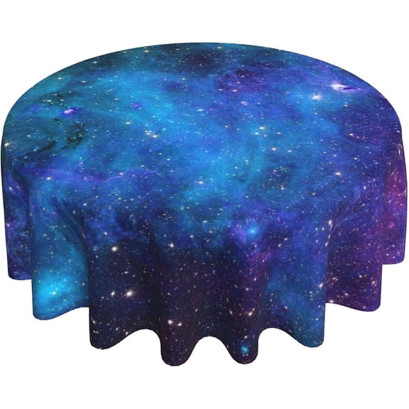Galaxy Space Nebula Round Tablecloth Thicken Desk Cloth Washable Table Cover Table Cloth for Kitchen Daily Dinning Party Tabletop Decor 60 Inch