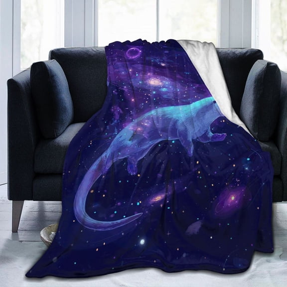 Galaxy Space Otter Throw Blanket, Cosmic Nebula Artwork, Artistic and Playful Home Decor Fantasy Gift 50x40