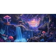 thumbnail image 1 of Galaxy Space Planet Aquarium Background, Waterfall Landscape Tapestry Fantasy Mountain Wave Wall Tapestry Mysterious Neon Plants Fish Tank, 1 of 7