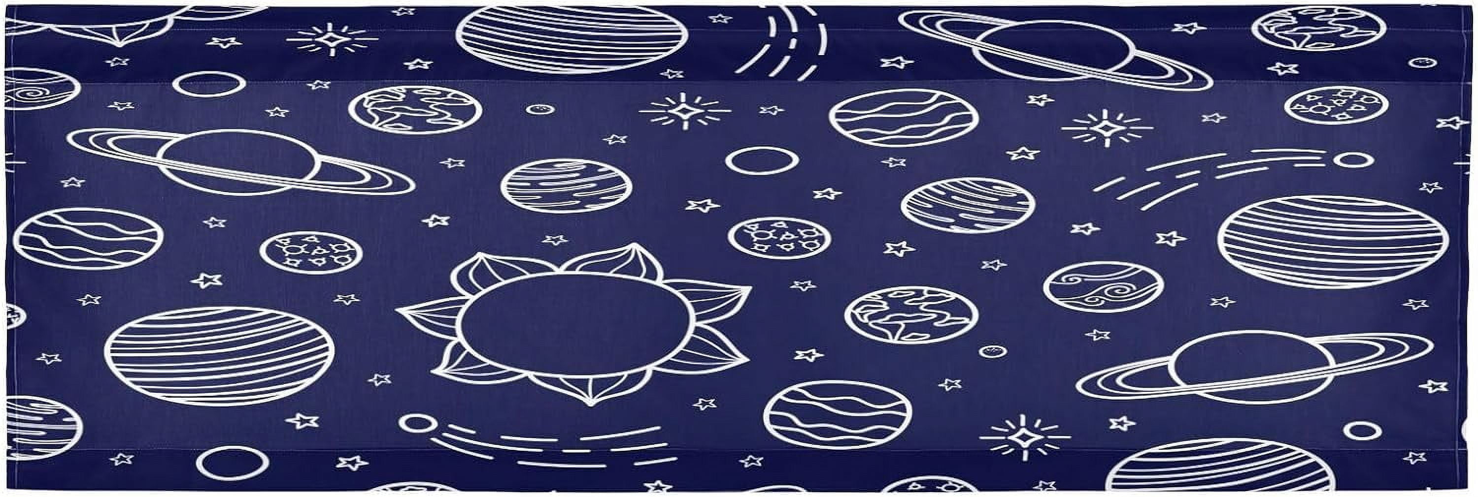 Valance Fenêtre Coton 'Planètes Dans L'Espace' - Fait Main - Unique - 107x33 Cm