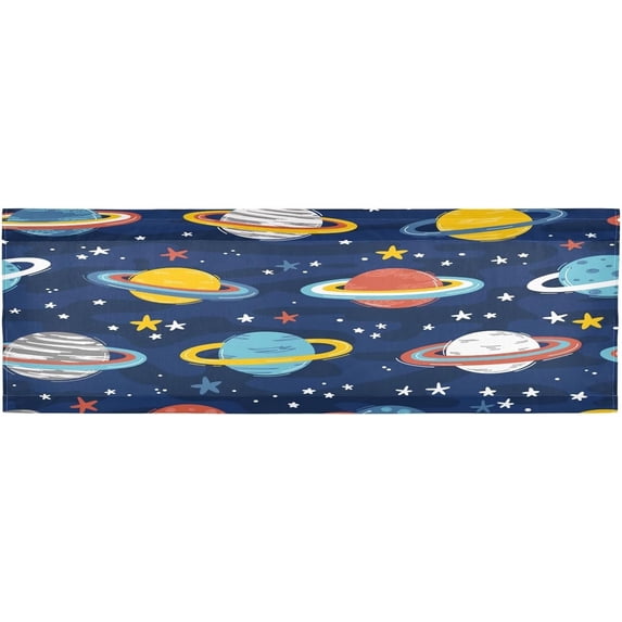 Galaxy Space Planets Curtain Valance for Kitchen Windows/Bathroom/Living Room/Bedroom Blackout, Rod Pocket Valance Small Window Treatment, 54" W x 18" L Home Decor