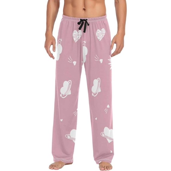 Galaxy Space Planets Ghost Pajama Pants, Men's Lounge Pants Light with Drawstring and Pockets, Christmas New Year Birthday Father's Day Gifts, Small
