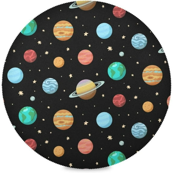 Galaxy Space Planets Round Placemats Washable Placemats Non-Slip Heat-Resistant Table Place Mats for Dining Kitchen Holiday Party Table Decoration 15.4"-6PCS Table Mat
