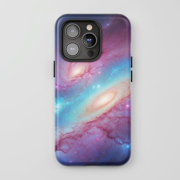 Galaxy Space Print For All iPhone Series Tough Phone Case Abstract Nebula Purple Blue