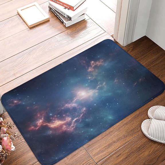 Galaxy Space Starry Sky Non-Slip Door Mat Dirt Trapper Machine Washable Indoor Outdoor Entrance Rug 16" x 24" for Front Door Garage Patio Porch Farmhouse
