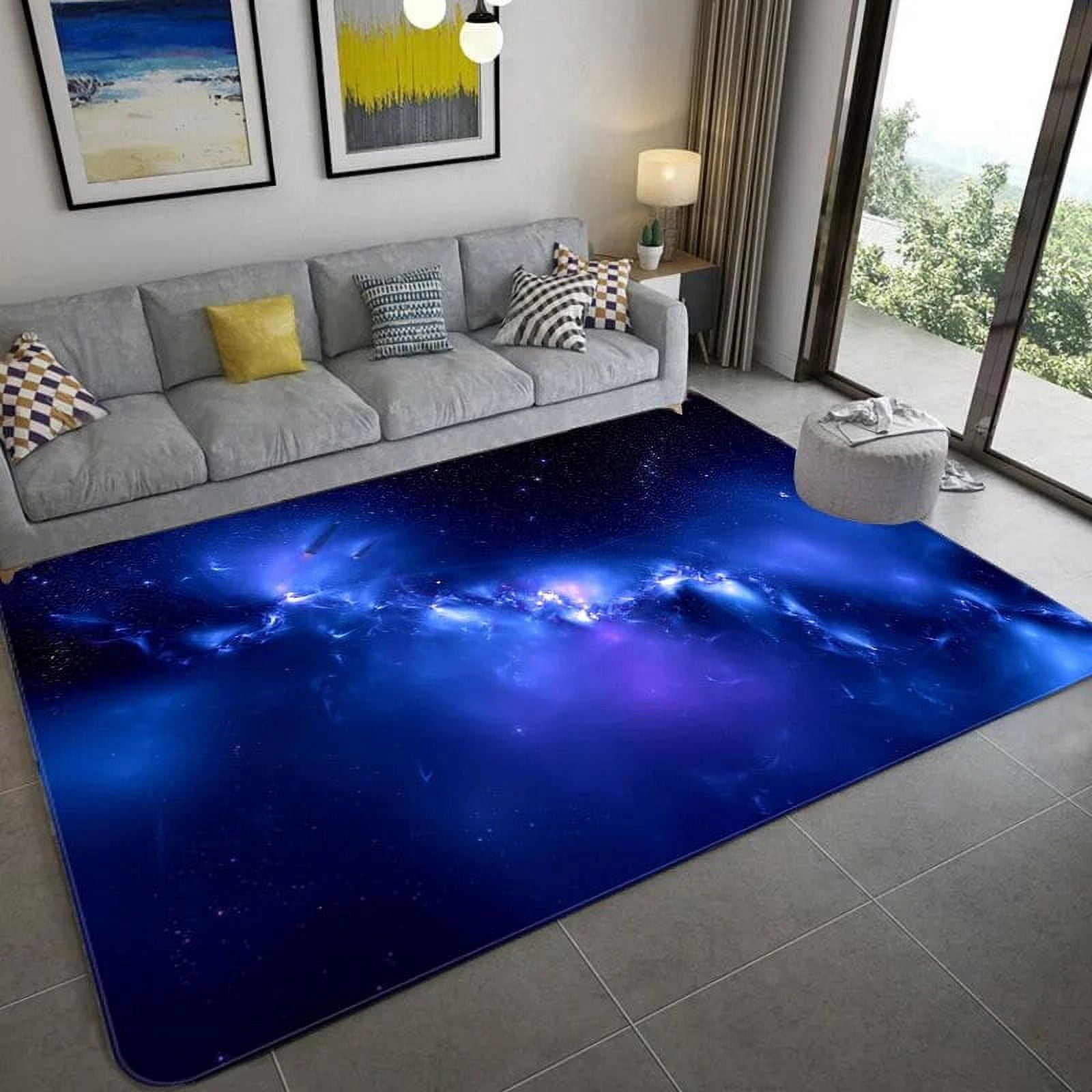 Galaxy Space Themed Area Rug – 80x60 Inches, Outer Space Design For Bedroom & Game Room