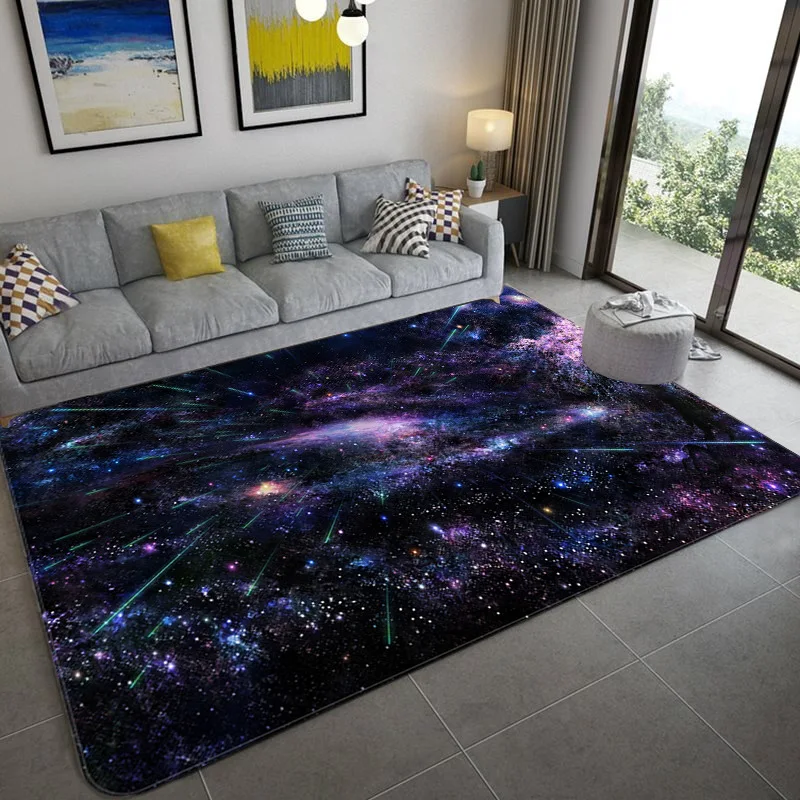 Galaxy Space Stars Pattern Carpets for Living Room Bedroom Area Rug Kids Room Crawl Play Mat Soft 3D Printed Home Large Carpets