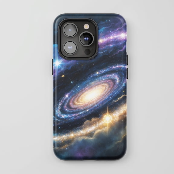 Galaxy Space Stars for All iPhone Series Tough Phone Case Outer Space Theme Blue Purple Finish