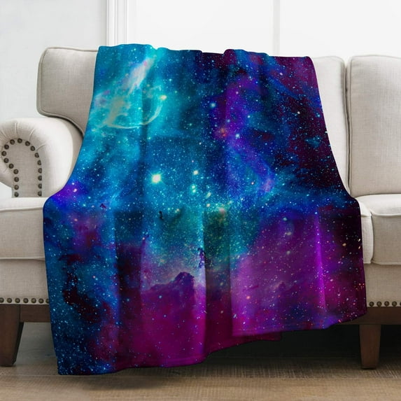 Galaxy Space Throw Blanket Gifts for Women Girls Boys, Science Fiction Print Decor for Bedroom Living Room Birthday Christmas, Soft Cozy Home Lightweight Throw Blankets Black Twin 60"x80"