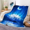 thumbnail image 1 of Galaxy Space Throw Blanket Moon Flower Stars Print Decor Soft Warm Cozy Blanket Plush Blue Throws \u200bBlankets for Women Girls Kids Couch Travel Livingroom Bedroom Decor 60 x 80 Inch, 1 of 6