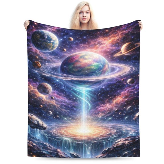 Galaxy Space Universe Blanket Cosmic Planet Throw Blanket Soft Cozy Flannel Outer Space Galaxy Blanket for Home Decor 50x40