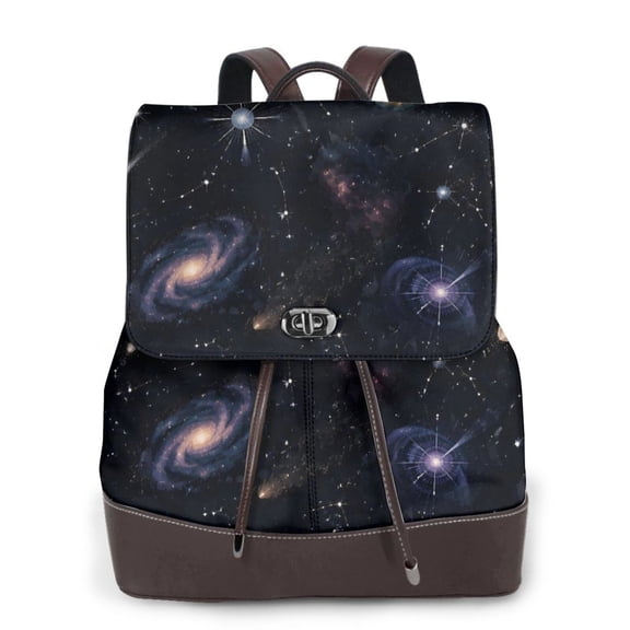 Galaxy Space Women's Leather Backpack All-Over Print Bag for Work and Travel