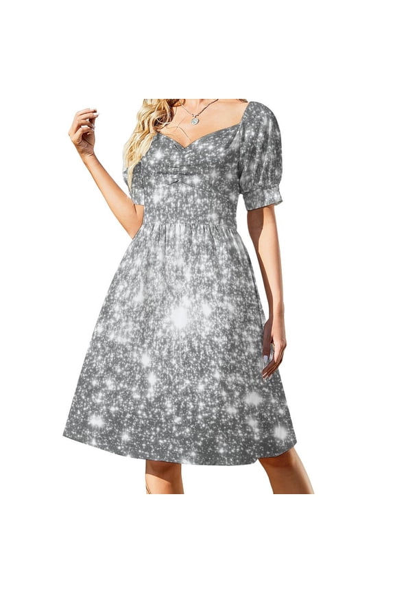 Galaxy Sparkle Stars Silver Gray Sleeveless Dress prom dress 2024 summer dress woman 2024 Cocktail of dresses