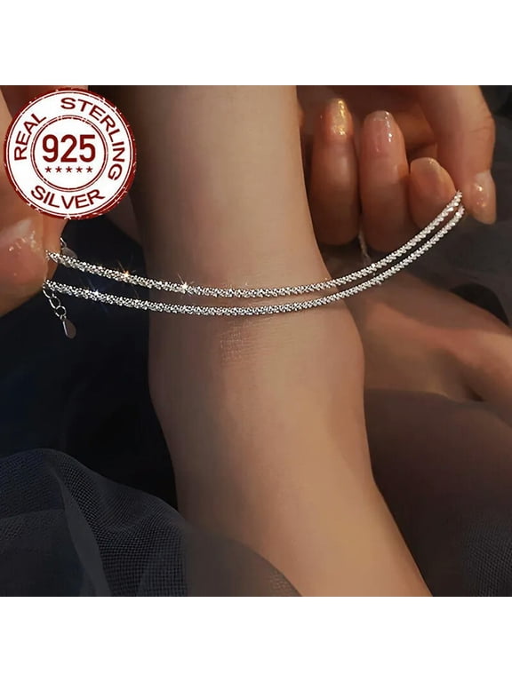 Galaxy Stacked Ankle Bracelet Solid 925 Sterling Anklet Silver Foot Chain Beach
