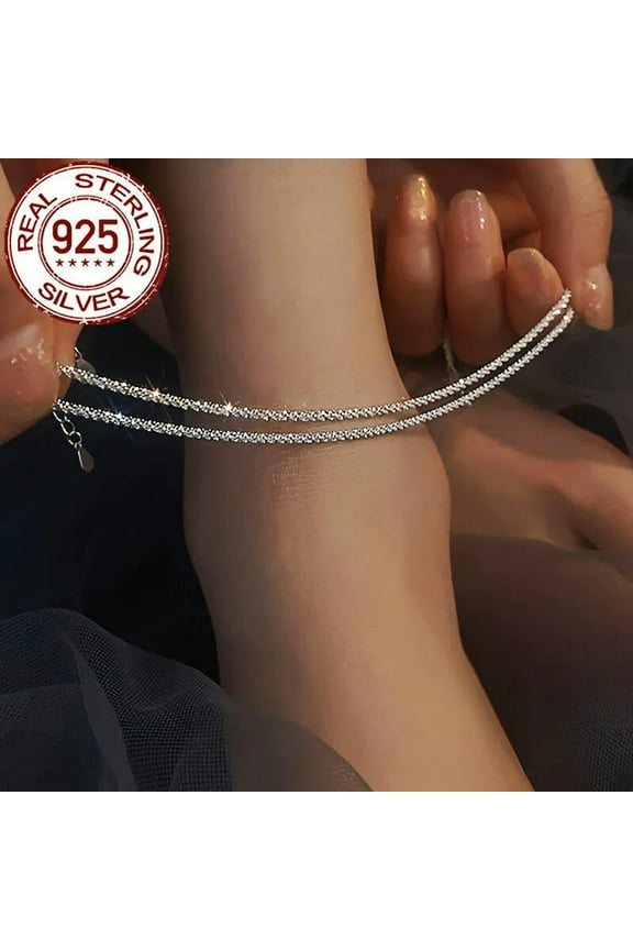 Galaxy Stacked Ankle Bracelet Solid 925 Sterling Anklet Silver Foot Chain Beach