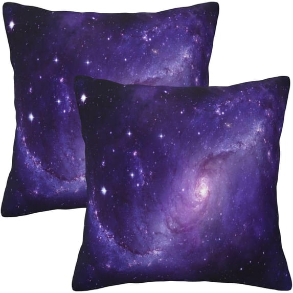 Galaxy Star and Nebula Throw Pillow Cover Cushion Modern Farmhouse Pillow Covers 18x18 Inch Soft Pillow Cases Decor for Couch Sofa Living Room Bedroom Outdoor Home Gift Set of 2