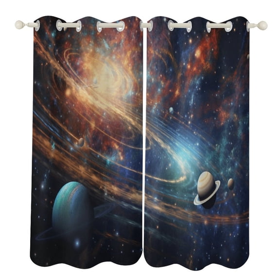Galaxy Star Outer Space Blackout Curtains for Bedroom Curtains Insulated Room Darkening Window Drapes for Living Room