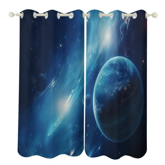 Galaxy Star Outer Space Blackout Curtains for Bedroom Curtains Insulated Room Darkening Window Drapes for Living Room