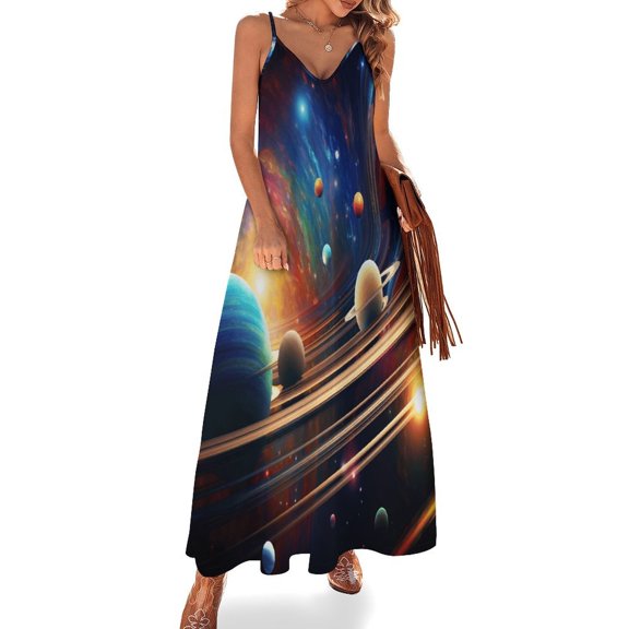 Galaxy Star Outer Space Design Sleeveless Dress Woman Fashion Long Dresses Women's Summer Suit Dress 2025