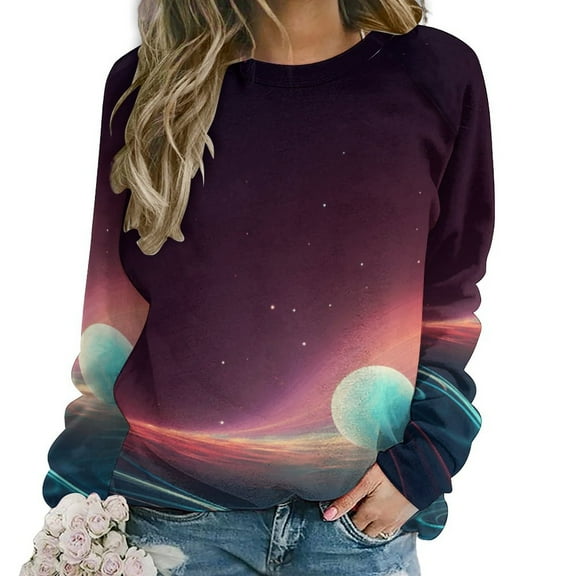 Galaxy Star Outer Space Mom Sweatshirt For Women Long Sleeve Pullover