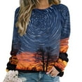 thumbnail image 1 of Galaxy Star Outer Space Women's Floral Printed Sweatshirt Long Sleeve Crewneck Casual Loose Vintage Graphic Pullover Tops, 1 of 7