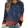 thumbnail image 1 of Galaxy Star Outer Space Women's Floral Printed Sweatshirt Long Sleeve Crewneck Casual Loose Vintage Graphic Pullover Tops, 1 of 7