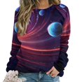 thumbnail image 1 of Galaxy Star Outer Space Womens Casual Crewneck Sweatshirt Long Sleeve Tops Cute Pullover Loose Fit, 1 of 7
