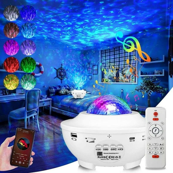 Galaxy Star Projector, Starry Projector Light with 21 Lighting Modes with Remote Control& Built-in Music Player Ocean Wave Star Projector/LED Nebula Cloud As Gifts for Kids Adults for Bedroom (White)