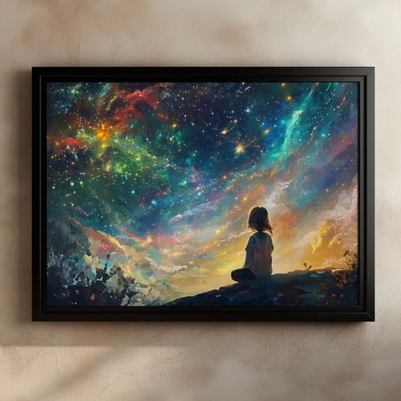Galaxy Stargazing Poster, Celestial Universe And Starry Night Space Wall Art