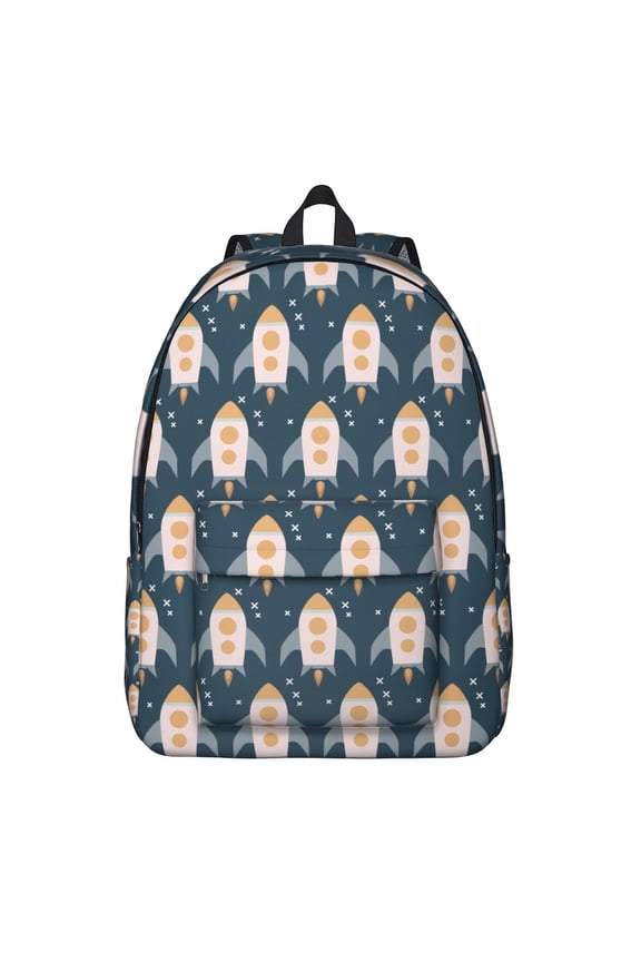 Galaxy Starry Night Backpack, Cute Moon Rocket and Planet Print Daypack for Sci-Fi Lovers, Space Astronaut School Bag
