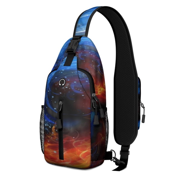 Galaxy Starry Night Backpack for Women and Adults, Space Astronaut Sling Bag, Rocket Moon Travel Crossbody Daypack