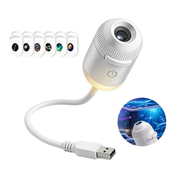 Galaxy Starry Sky Night Light Projector, 2-in-1 Portable, 360° Adjustable Brightness Control Eye‑Caring LED Night Light for Adults Bedroom Home Ceiling Car Decor Gift,6 Slides
