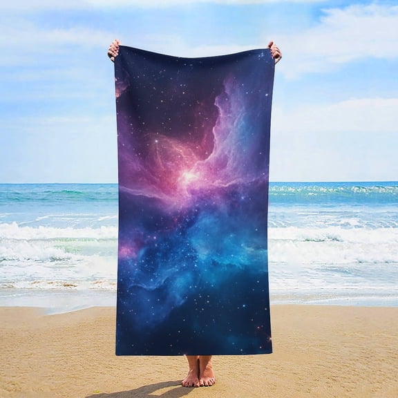 Galaxy Stars Blue And Purple Beach Towel Absorbent Quick Dry Towel for Swimmers Pool Sand Proof Beach Towels Blue Purple Outer Space Nebula Universe Star Night Starry Sky 30x60 Inch